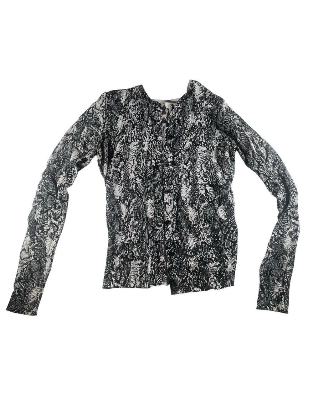 Caché Snakeskin Print Button Front Cardigan